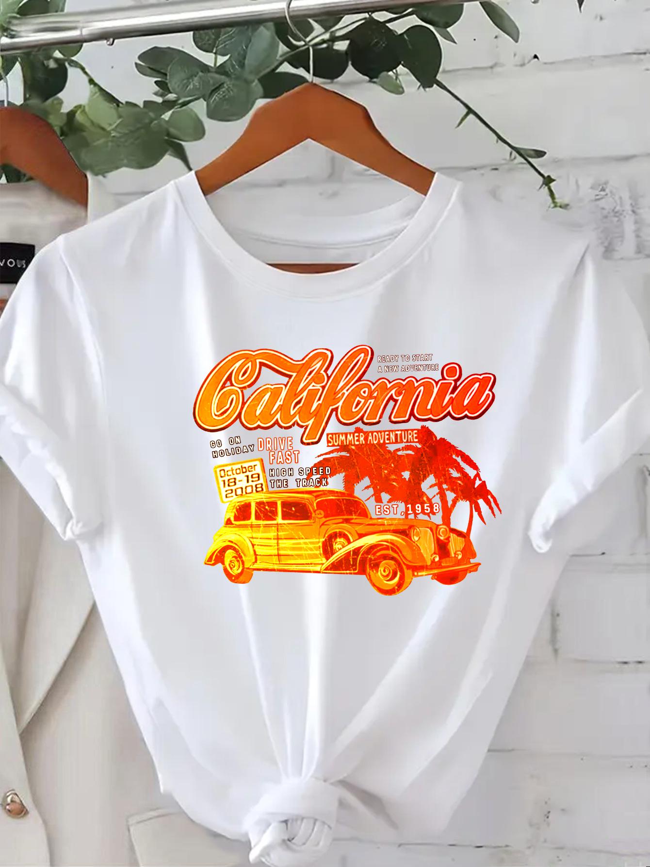 

Women s Multi-color Round Neck Short Sleeve Casual Sport Top - Solid & Printed Loose Fit Small белый