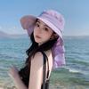 8459 spring and summer outdoor sunscreen visor big brim shawl bucket hat fashion with ponytail hole hat women