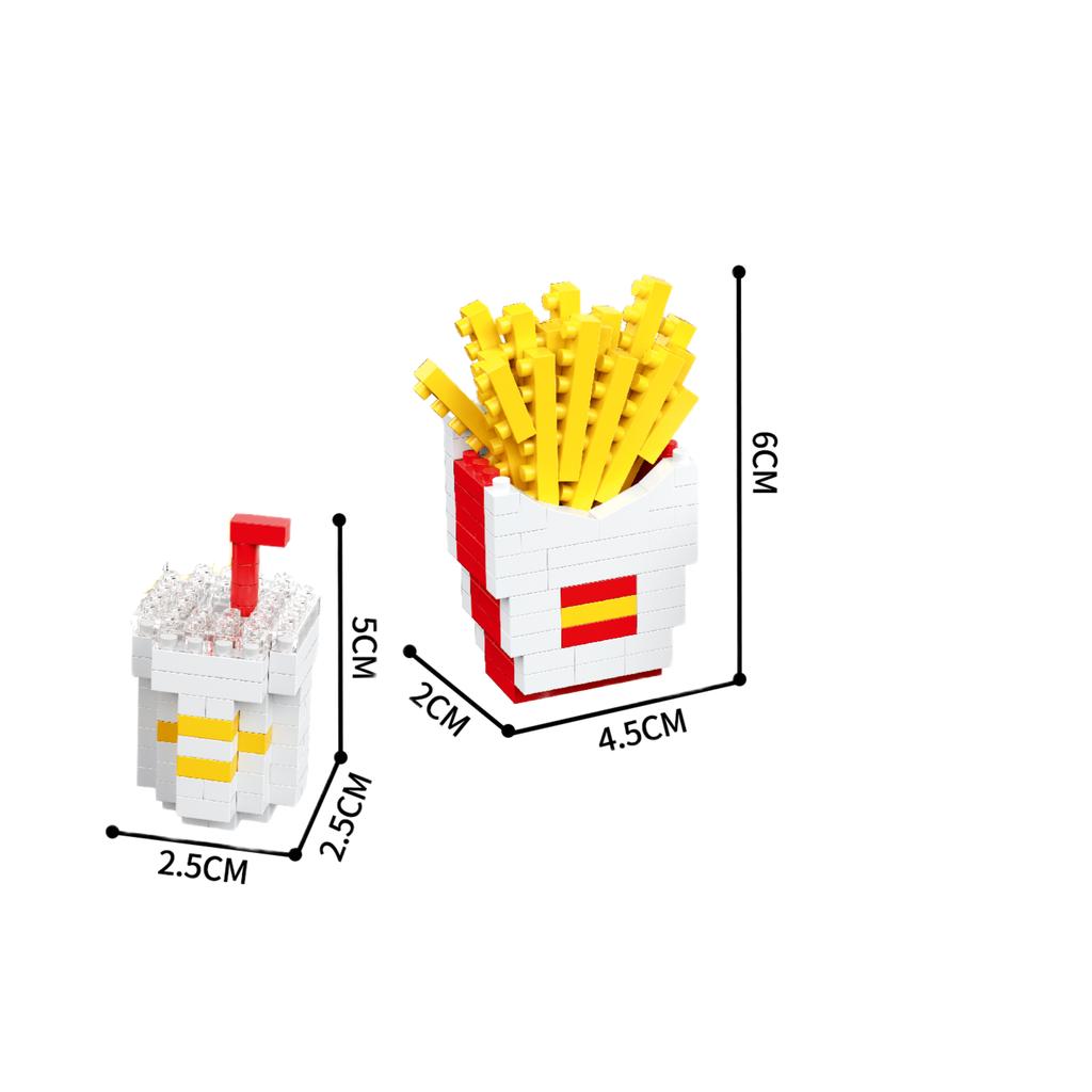 KNEW BUILT French Fries Cola Cake 16 Kinds of Colorful Foods Micro Mini Building Block Toys-Ideal for Kids' FunHoliday Gifts