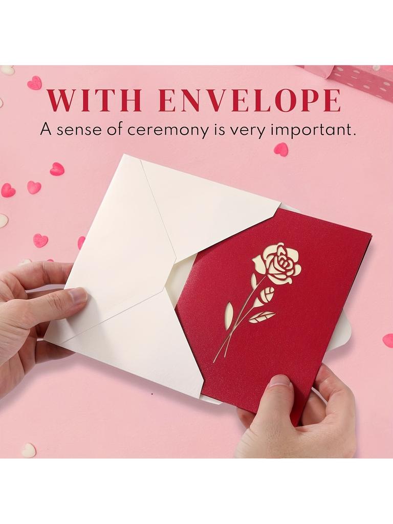 3D Pop-Up Happy Birthday Rose Card - Perfect for Anniversaries, Mother's Day, Weddings - Greeting Women,Youngsters with Envelope