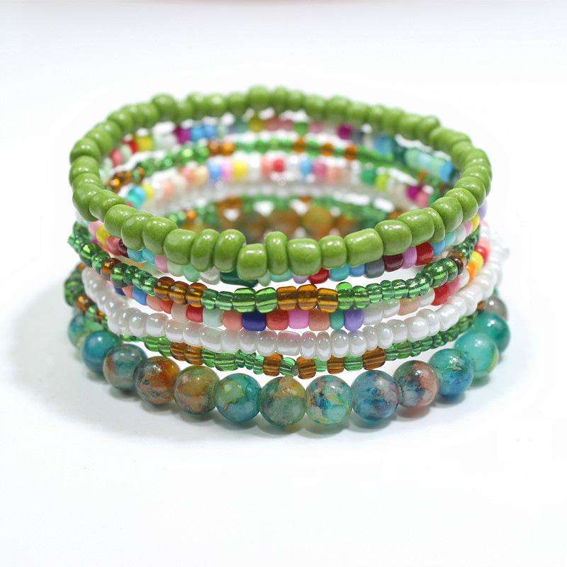 Temu Shell Rice Beads Multi-layer Bracelet: Versatile Ocean Resort Style 3-Piece Beaded Jewelry Set