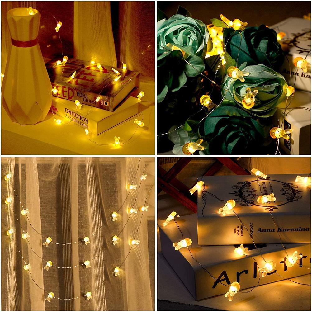 Easter Bunny Decoration Light 2 Meter 20 Led LED Bunny String Lights Battery Operated Rabbit Shaped 