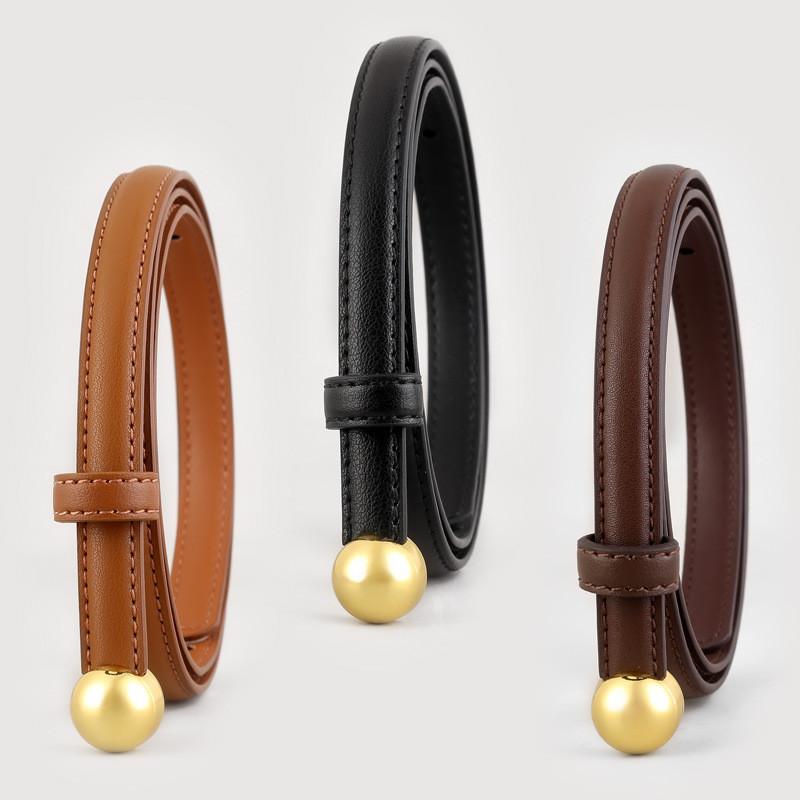 Echter Leder Damen Skinny Gürtel Mit Dornschließe Für Kleid Und Sommerkleidung