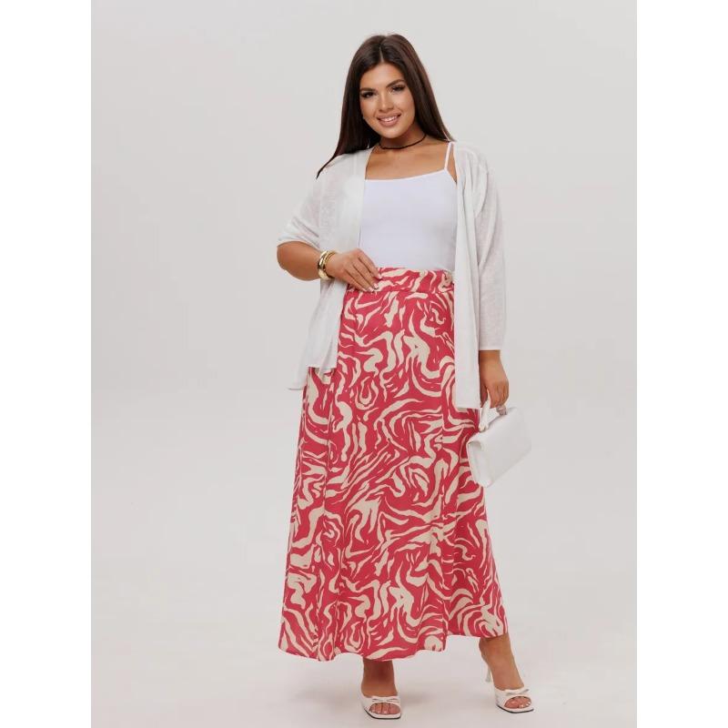Women's Printed Midi Skirt, Elastic High Waist Flowy A-Line Skirt
