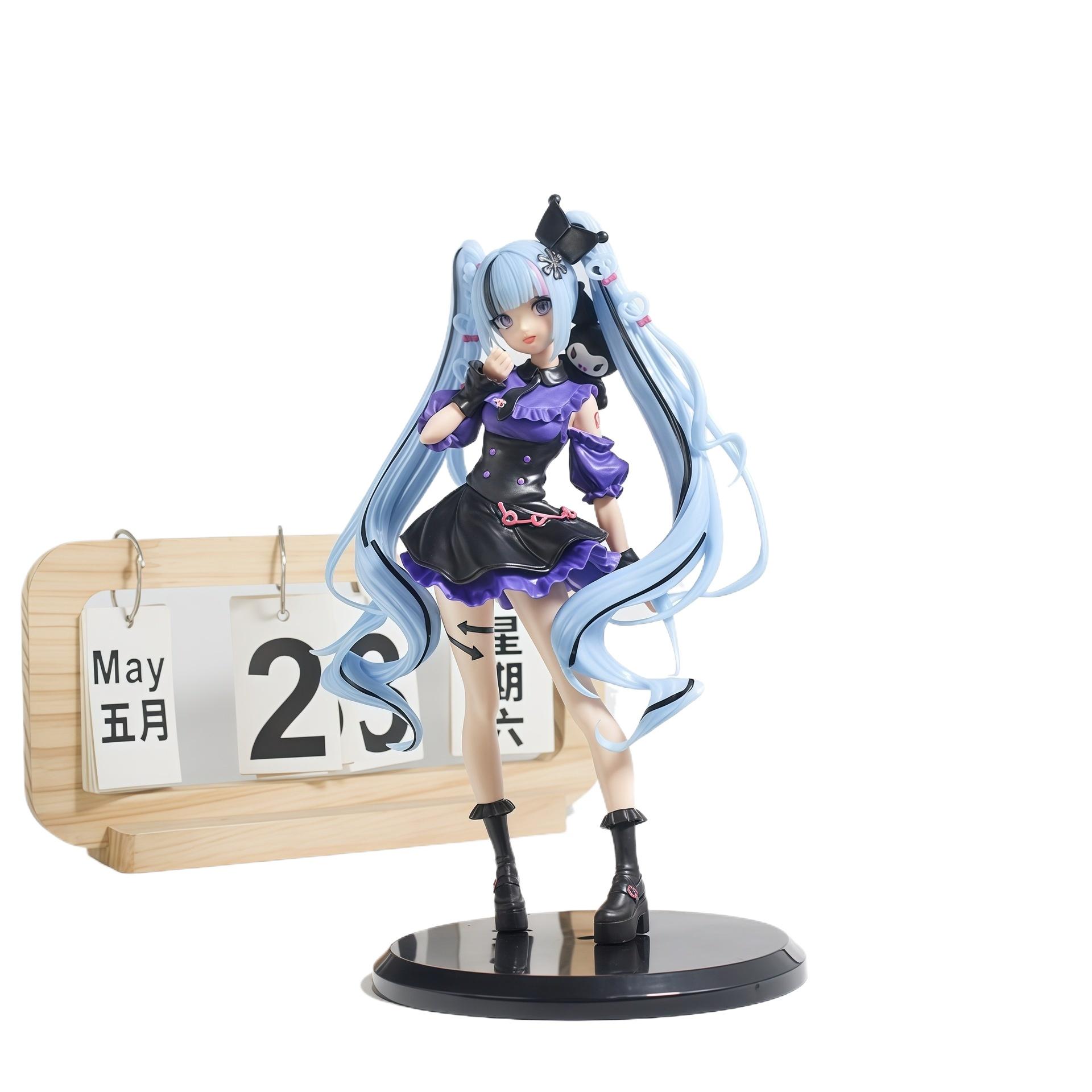 Cute Hatsune Miku Figure Kuromi Snow Miku 21cm Anime Girl Desktop Pc Case Ornament Collectible Model For Adult Anime Collectors