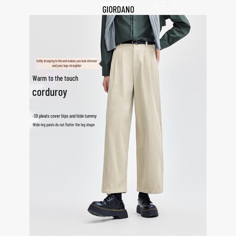 

Женские вельветовые укороченные брюки широкого кроя Giordano L