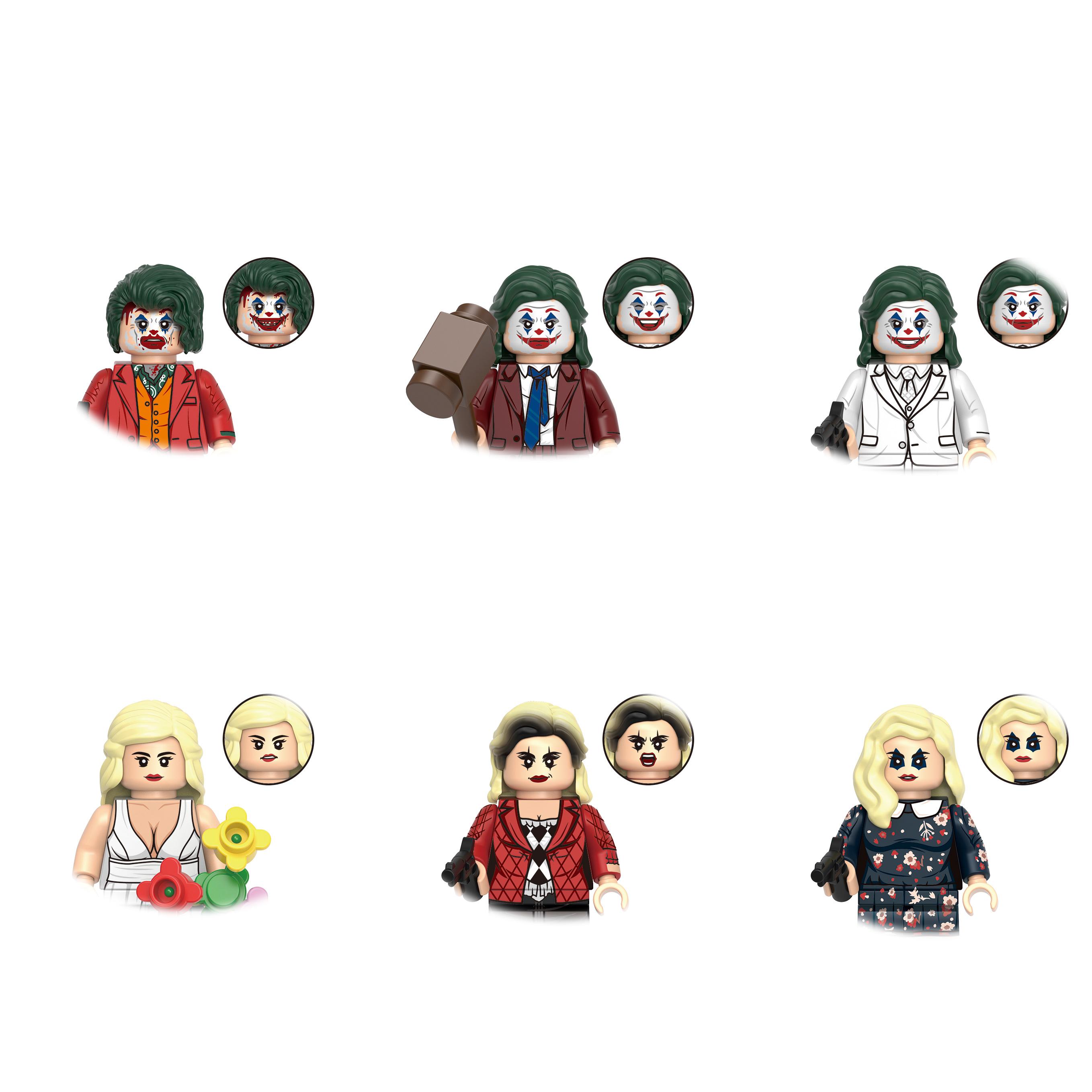 6pcs/set harley quinn & Joker 2 Joaquin Phoenix Lady Gaga Building Figure Toys pack by bag