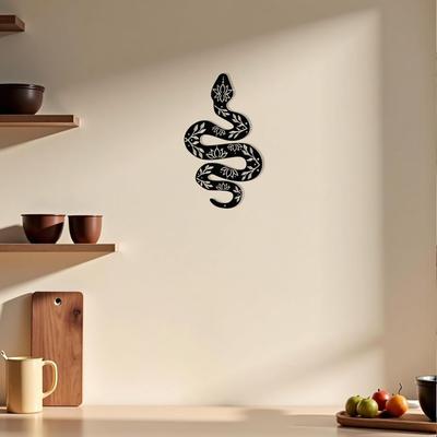 Metal Yoga Snake Wall Art, Lotus Bohemian Home Decor, Spiritual Gothic Witchcraft Sculpture 16 Inch