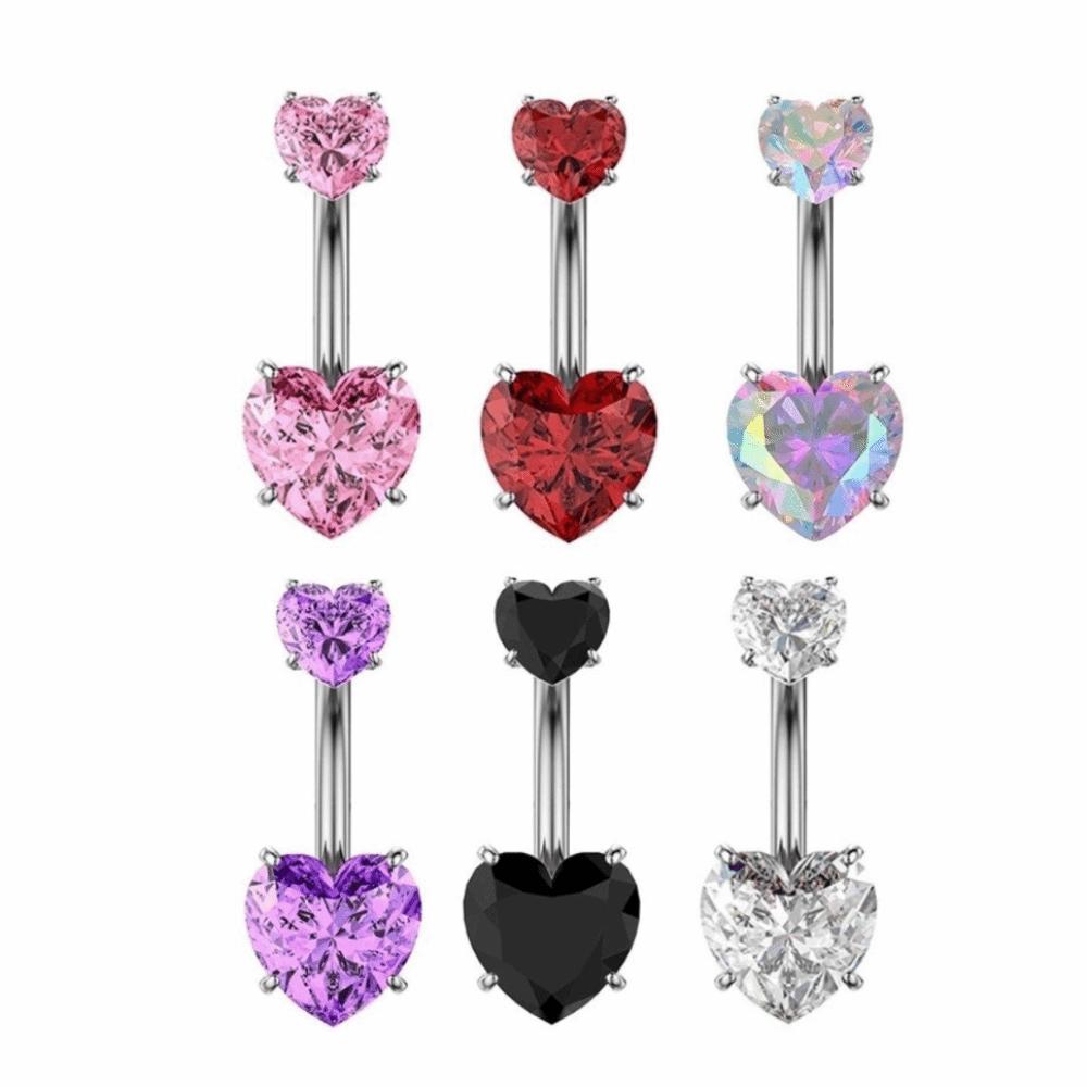 Heart Belly Button Rings Internal Thread Body Jewelry Shiny Belly Piercing  Girl
