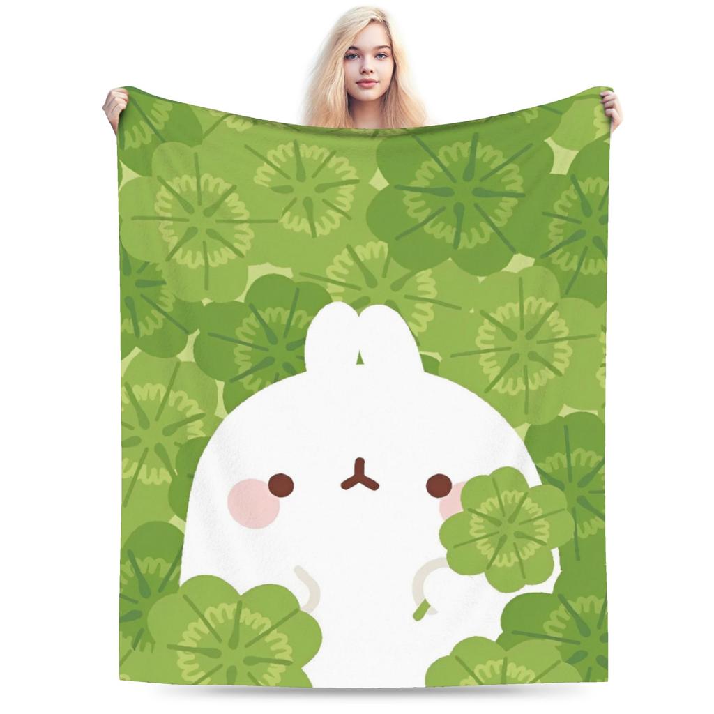 Cartoon M-Molangs and Piupiu Blanket Fleece Textile Decor Multifunction Lightweight Throw Blanket for Bed Couch Bedspreads