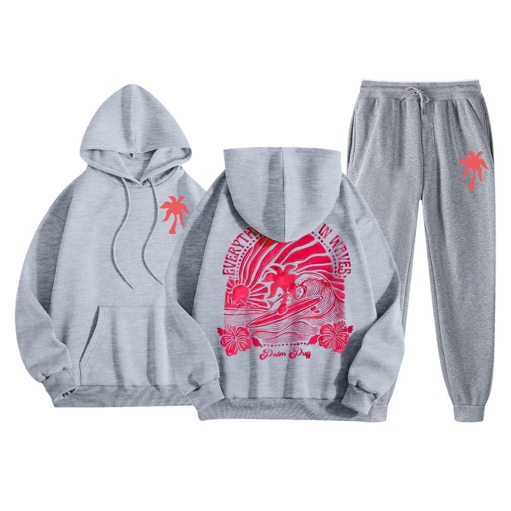 Autunno 2024 Set Felpe con Cappuccio da Donna Manica Lunga Felpe con Cappuccio+Pantaloni Sportivi Casual a Vita Alta con Coulisse Set 2 Pezzi Y2K
