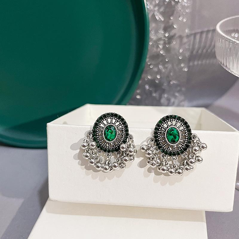 Vintage Fringed Bohemian Stitching Stud Earrings Round Exotic Earrings For Women