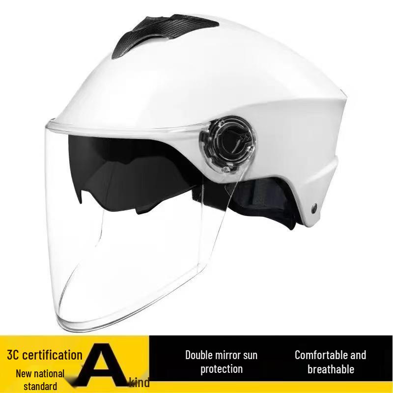 Durable Dual-Lens Motorcycle Half Helmet for Men & Women – Breathable, Sun-Protected, All-Season Safety