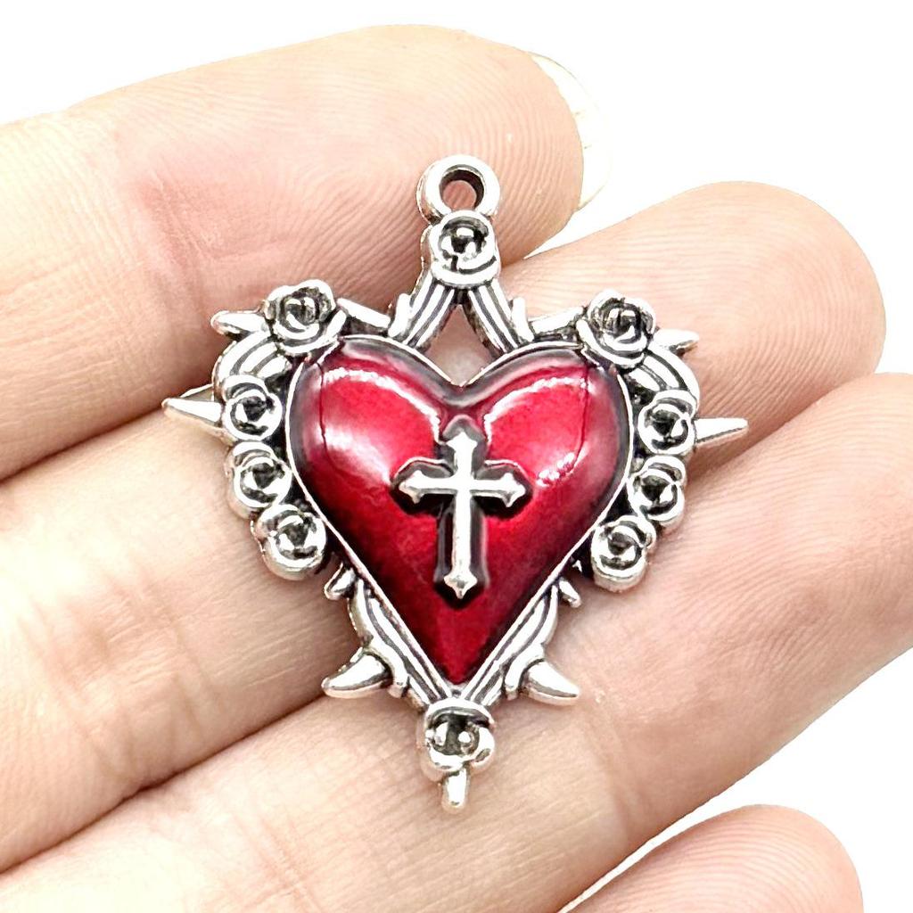 European & American Retro Dark Style Rose & Cross Pendant Accessories