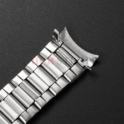 Curved End Stainless Steel Watchband for Seiko Butterfly Clasp Strap 20mm 22mm Universal Watch Band for Omega for Men Women