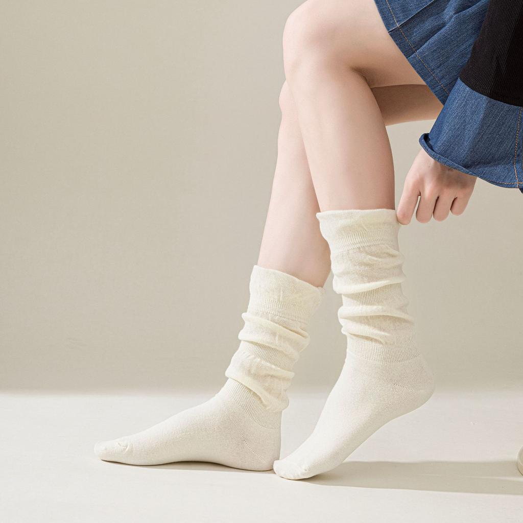 Ladies Fall Versatile Lace Bubble Mouth Preppy High Tube Stack Socks