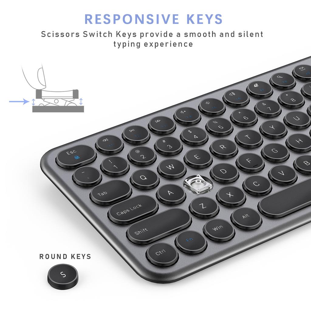 2.4g Wireless Keyboard And Mouse Combo Ergonomic Keyboard With Round Keys Usb Mouse For Windows Laptop Pc Notebook