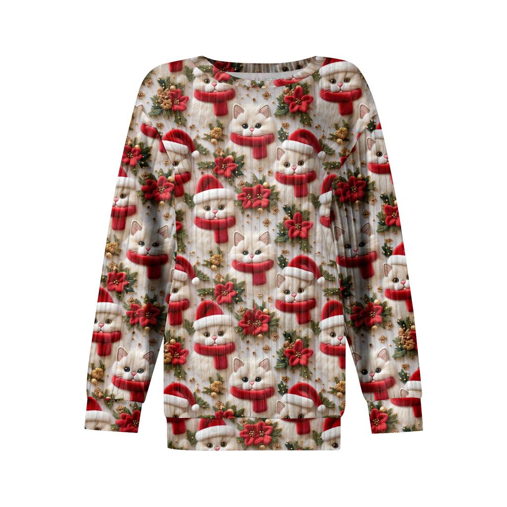 Women's Printed Lightweight Brushed-Cotton Round Neck Top