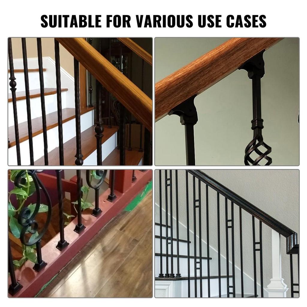 Aluminum Alloy Baluster Shoes Square Balusters Baluster Wrought Spindles for Staircase Slant Shoes with Screw Holes for Use with 1/2 Inch Staircase