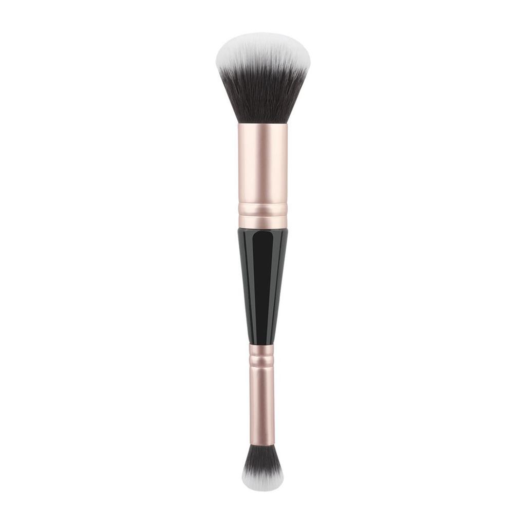 Pinceau de maquillage à double extrémité: Pinceau Doux à Poils pour Fond de Teint, Contouring, Poudre & Flamme pour une Utilisation Beauté Multifonctionnelle