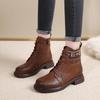 Winter women's leather boots cotton shoes high-top Martin boots fashion trend velvet tall thick-soled warm snow boots
