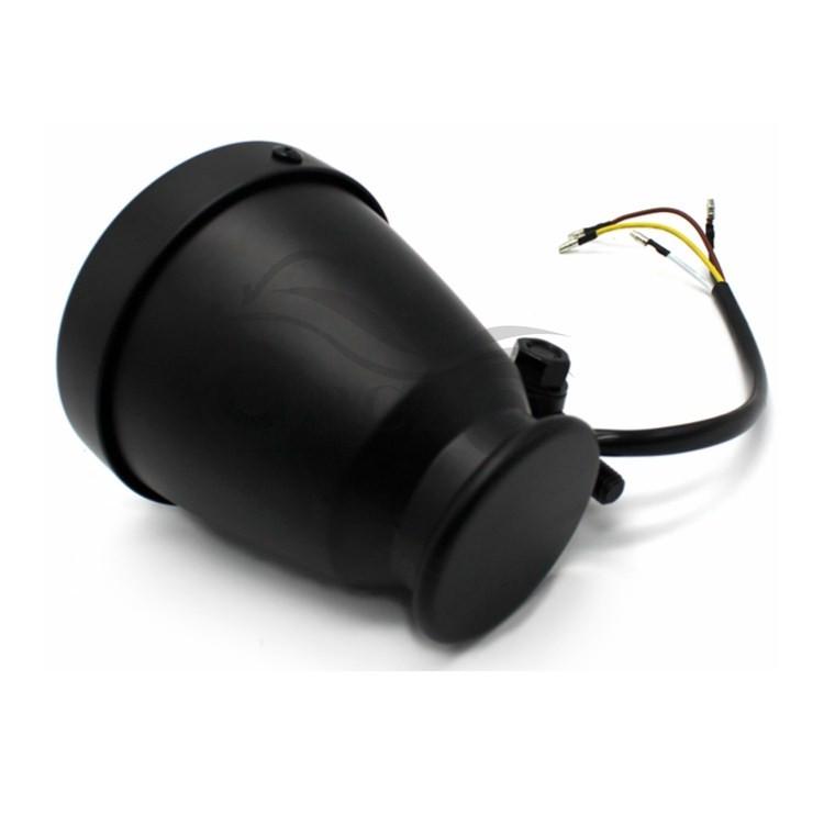 Vintage Black Motorcycle Headlight with Yellow Glass