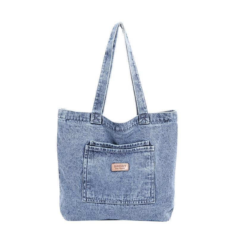 

Женская сумка через плечо из денима и холста большой вместимости 2024 года - Literary Niche Tote & Casual Handbag model 1 светло-синий