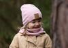 Spring Hat for a Girl with a Scarf Light Pink 46-50 Cm
