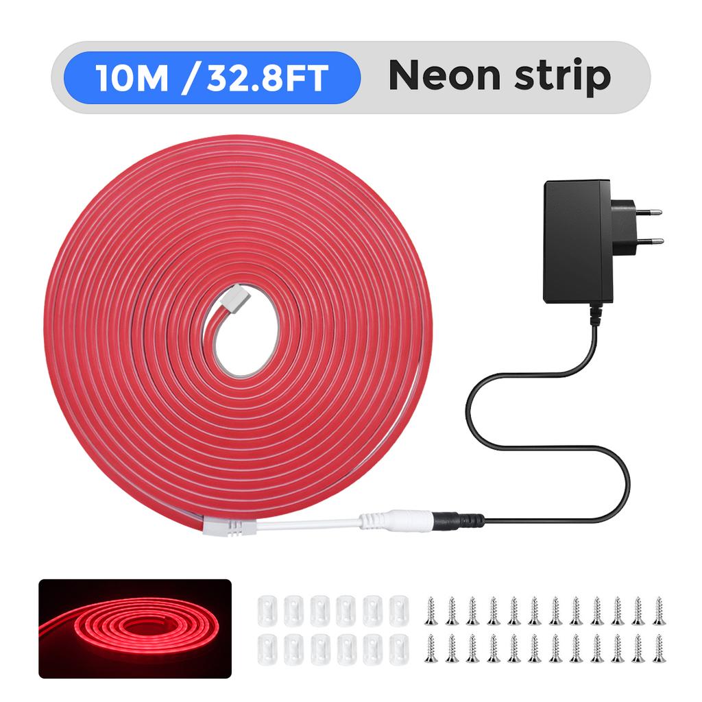 10M/32.8FT LED Neon Strip Light 24V Silicone Indoor Outdoor 120LEDs/m IP67 Waterproof Cuttable Flexible for Bar Home TV Wedding