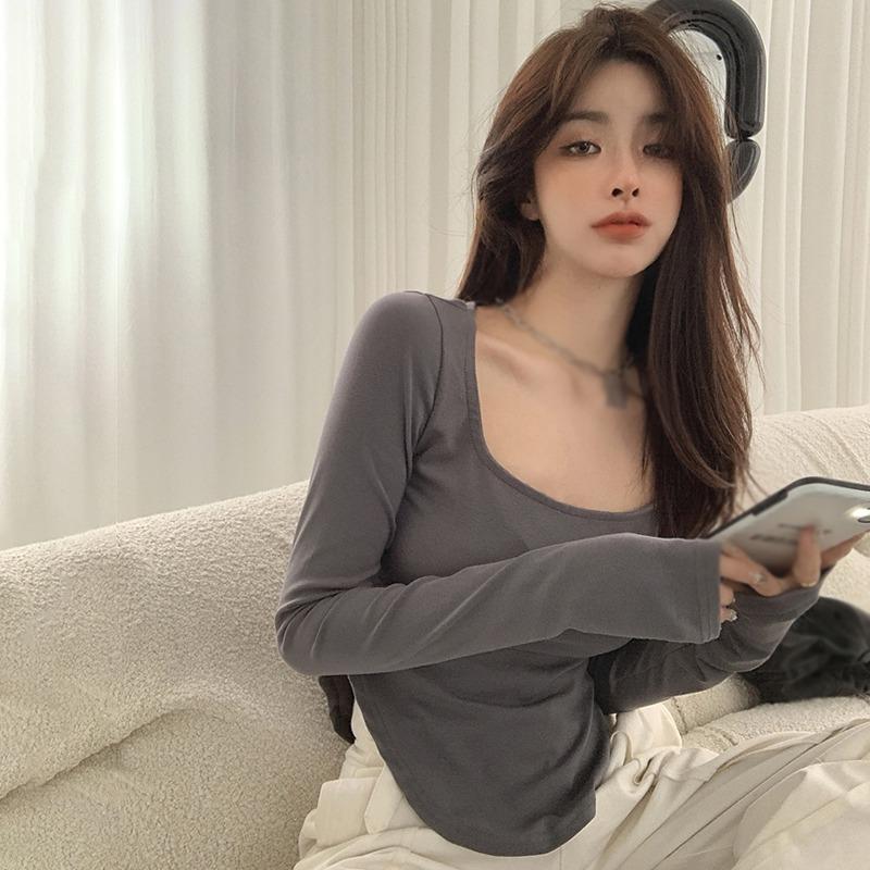 Women's Tops Bottoming Shirt Slim Slim Fit Square Neck