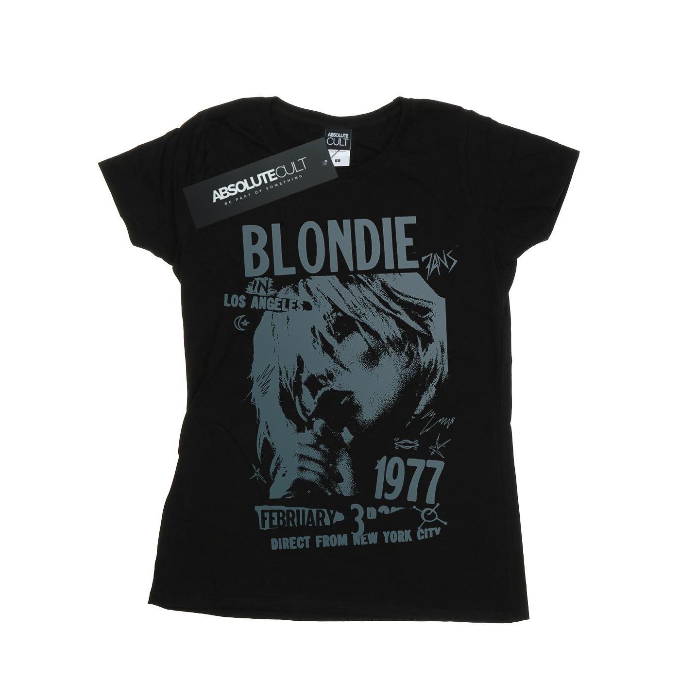 Blondie Damen/Ladies Tour 1977 Brust-Baumwoll-T-Shirt L schwarz