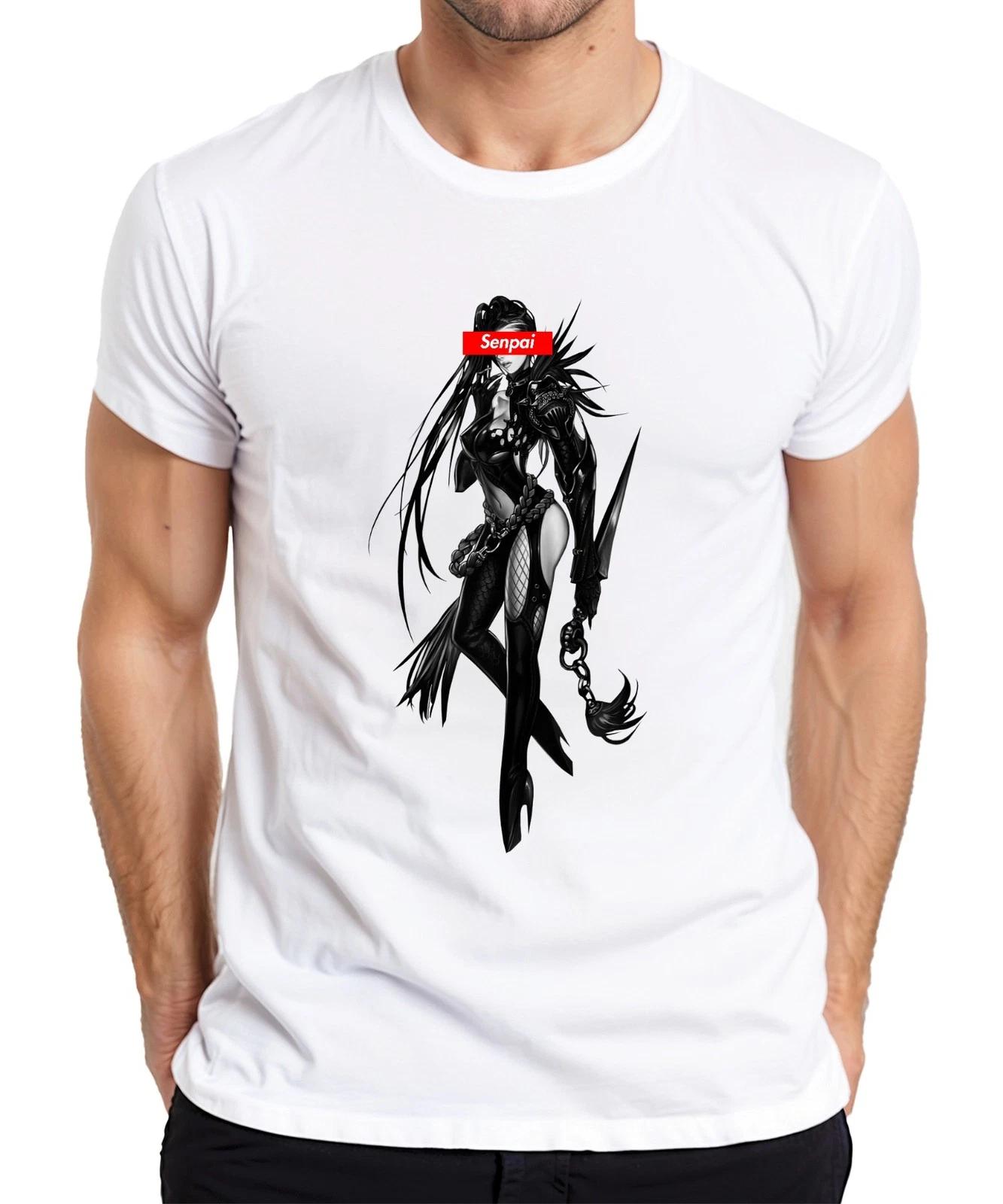 Senpai Anime Gothic Waifu Kämpferin Dunkle Fantasy Manga Otaku Herren T-Shirt L