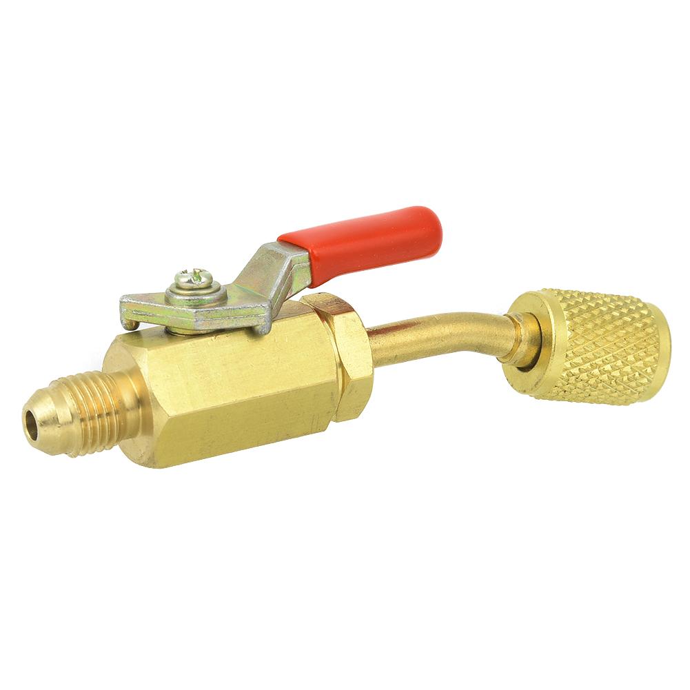 

14дюймовий дуговий латунний ручний запірний кульовий кран R12R134AR410A для холодильного обладнання(Червоний)