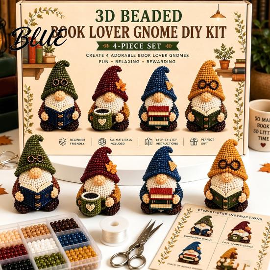 DIY Animal Craft Kit Tiny 3D Beaded Kit Petite Gnome Creative 4-Pack Miniature Display Pieces Goblin Beading Set with Instructions Handmade