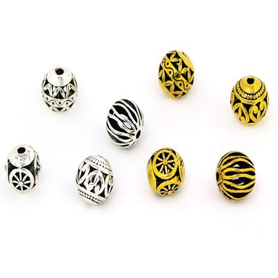 10 Piezas 10mm Plata Antigua Tibetana Metal Espaciador Perlas Bola Redonda Hueca Sueltas Para Fabricación de Joyería Pulsera DIY Collar