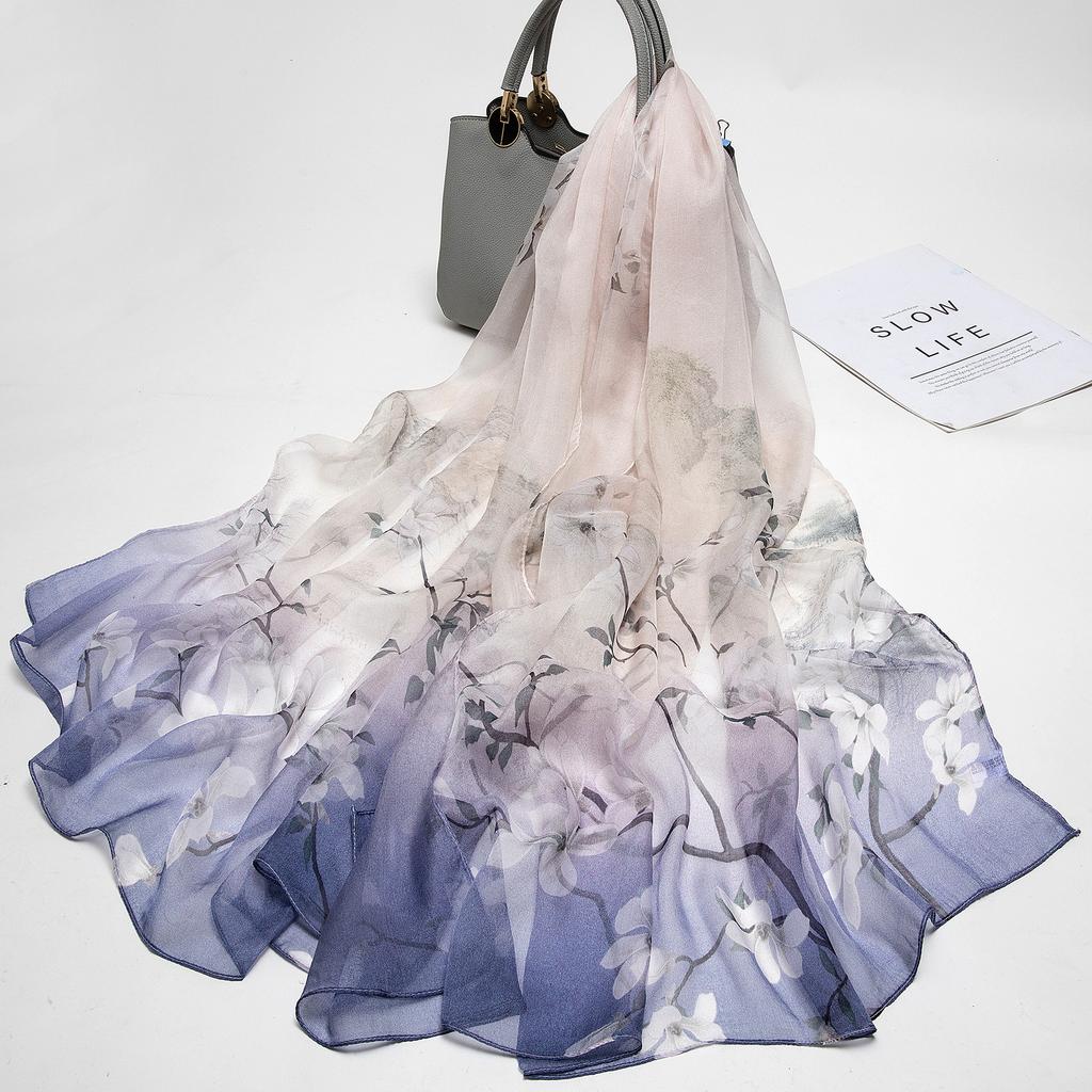 New 100% Mulberry Silk Silk Scarf Pure Chiffon Silk Scarf Shawl Exquisite Scarf Yarn