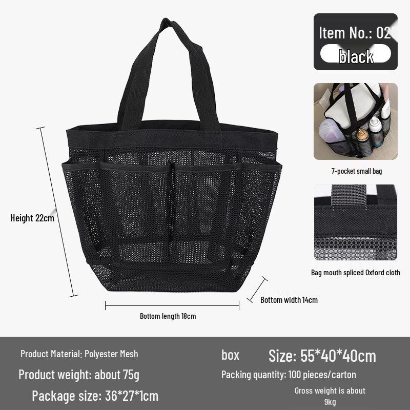 Geantă de înot portabilă din plasă cu buzunare multiple, poliester, de mână, organizator de plajă