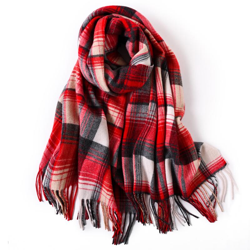 Milk camel pure wool scarf women's autumn and winter versatile thickened cashmere scarf new shawl dual-purpose