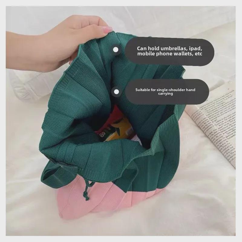 Geantă Crossbody Tricotată Pliabilă pentru Dame în Culori Contrastante