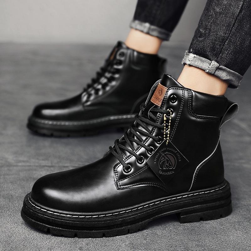 

Autumn and winter men s shoes 2024 retro Martin boots men s velvet tooling shoes high-top British style platform leather boots men s 45