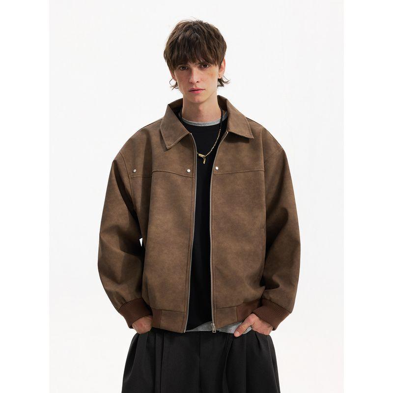 Blaexit Retro Suede Bomber Cotton Jacket American Style Pilot Jacket Men's Thickened Winter Coat