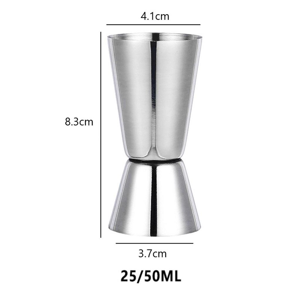 Cocktail Shaker Measure Cup Double Head Design Portable Silver Stainless Steel