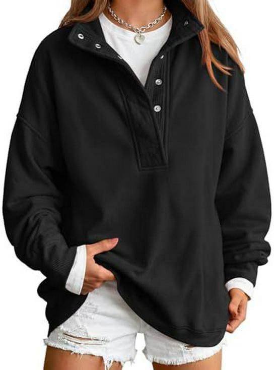 Autumn/Winter Velvet Zipper Pullover Henley Hoodie for Women