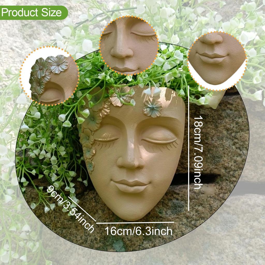 Face Sculpture Wall Planter Figure, Creative Hanging Plant Pot Flowerpot for