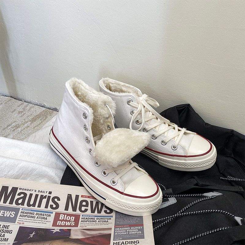 Niche Shoes Children's Winter Velvet Canvas Shoes 2025 Autumn and Winter New Students Korean Version Warm and Thickened Two Cotton Shoes