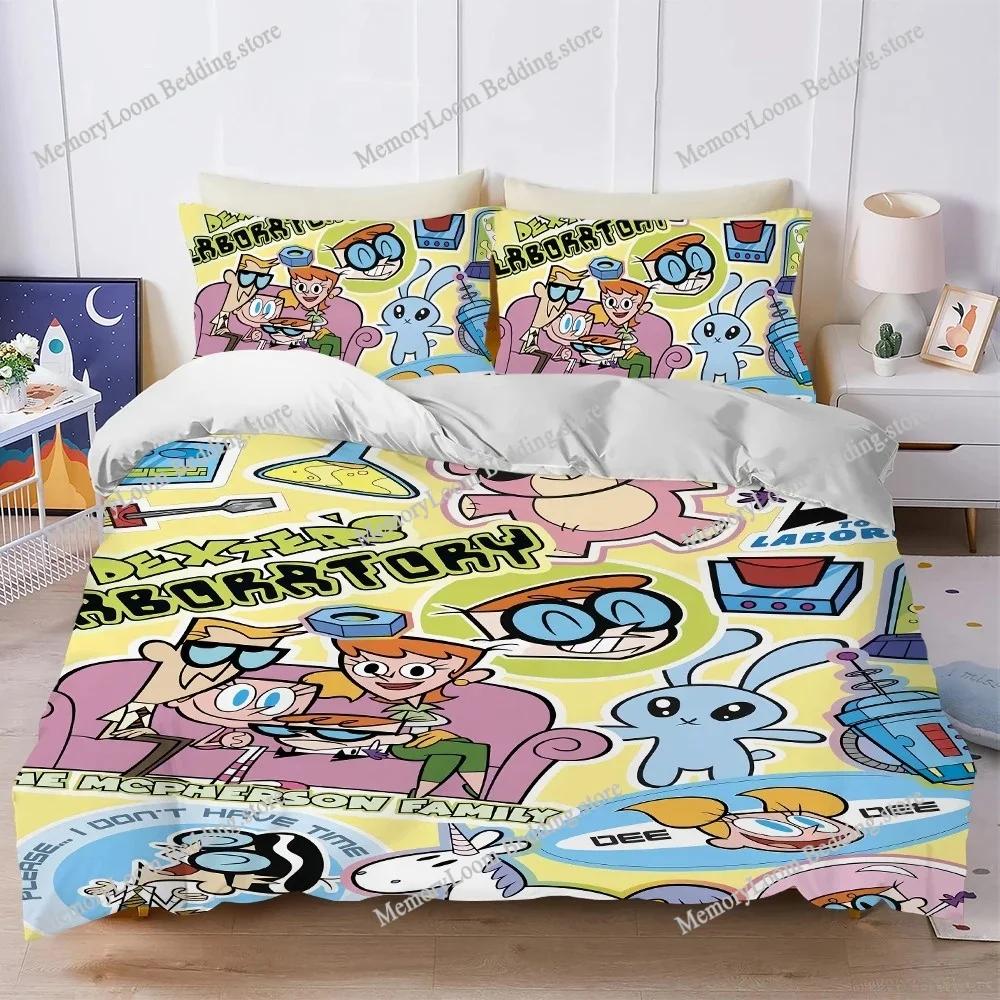 Divertente Carino D-Dexters-Lab Set Copripiumino Stile Casa Biancheria da Letto Morbido Cotone Lavabile Letto Quattro Stagioni Dormitorio Studente Tessile per la Casa9