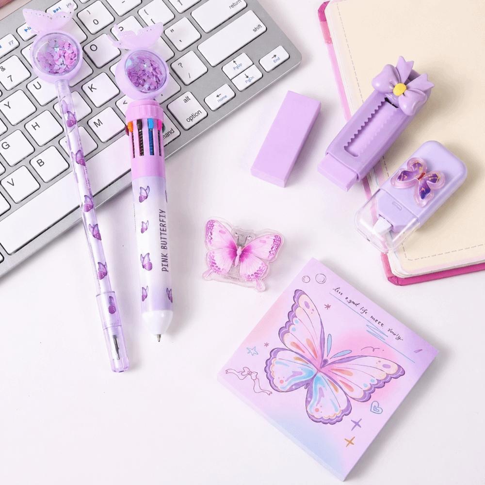 12-in-1 Complete Stationery Set Dreamy Butterfly Ballpoint Pen Portable Correction Tape  Students