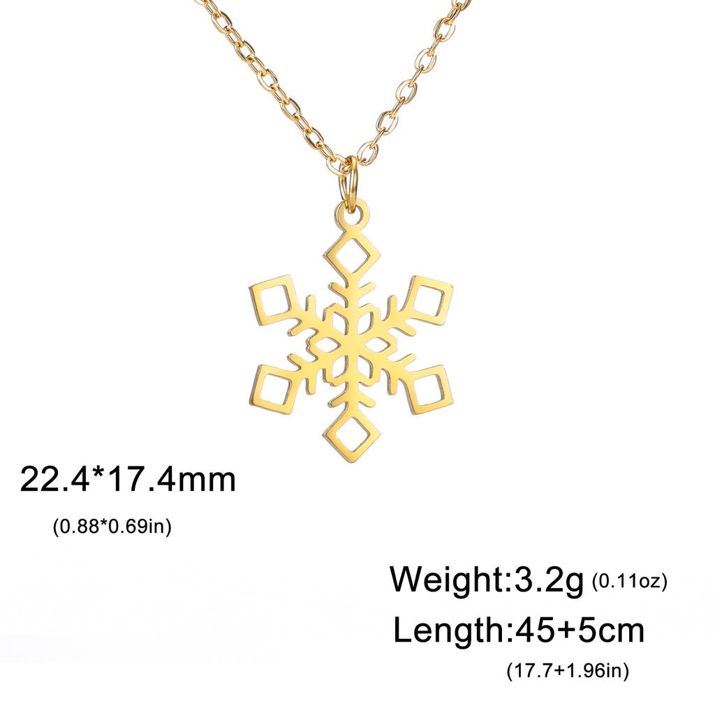 Lemegeton Christmas Snowflake Pendant Women's Necklace Fashion Stainless Steel Neckband Fashion Simple Jewelry Party Gift