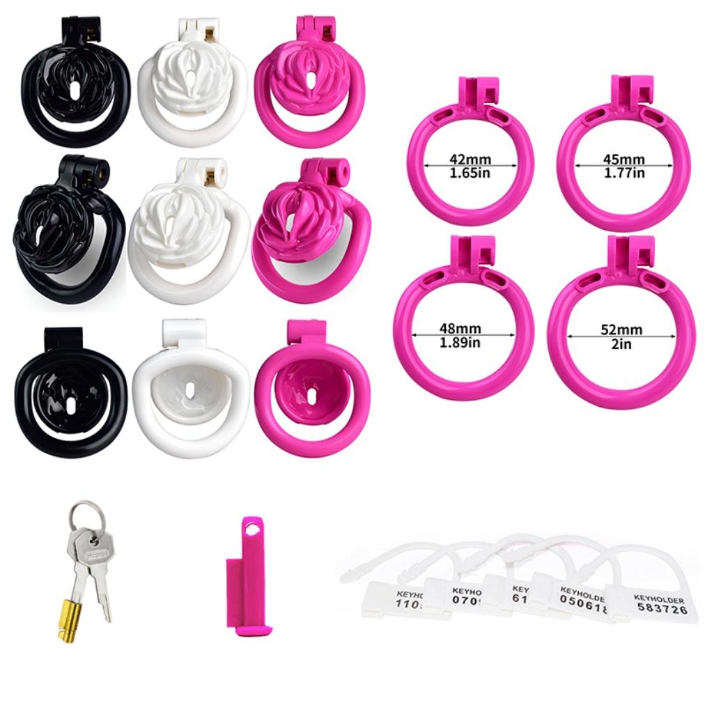 FRRK Rose Flower Inverted Pink Chastity Cage for Men Penis Cage Man Design Chastity Lock for Men