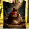 Jesus Prayer Art Fleece Printed Flannel Blanket, Warm Soft Throw Sofa Bed Blanket